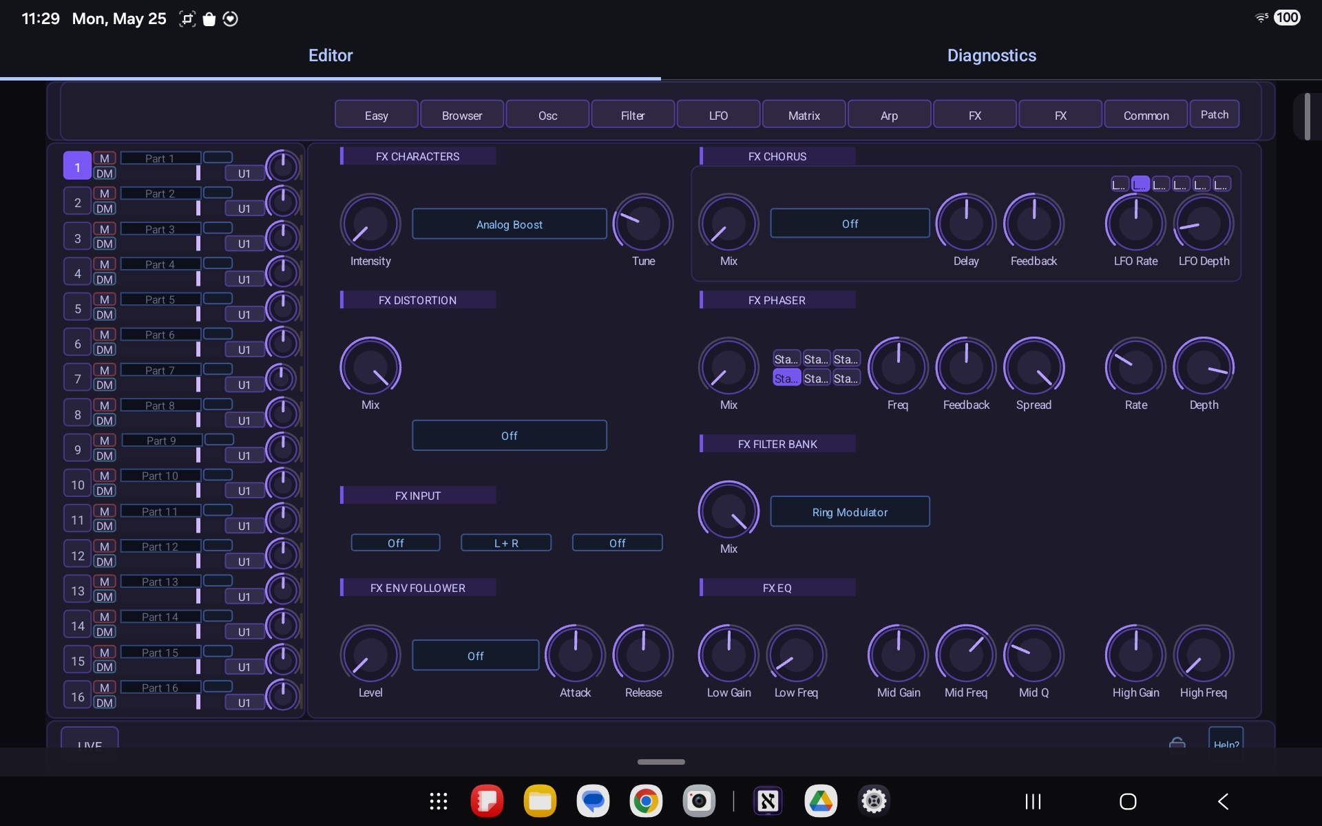 Aleph Virux effects section on Android
