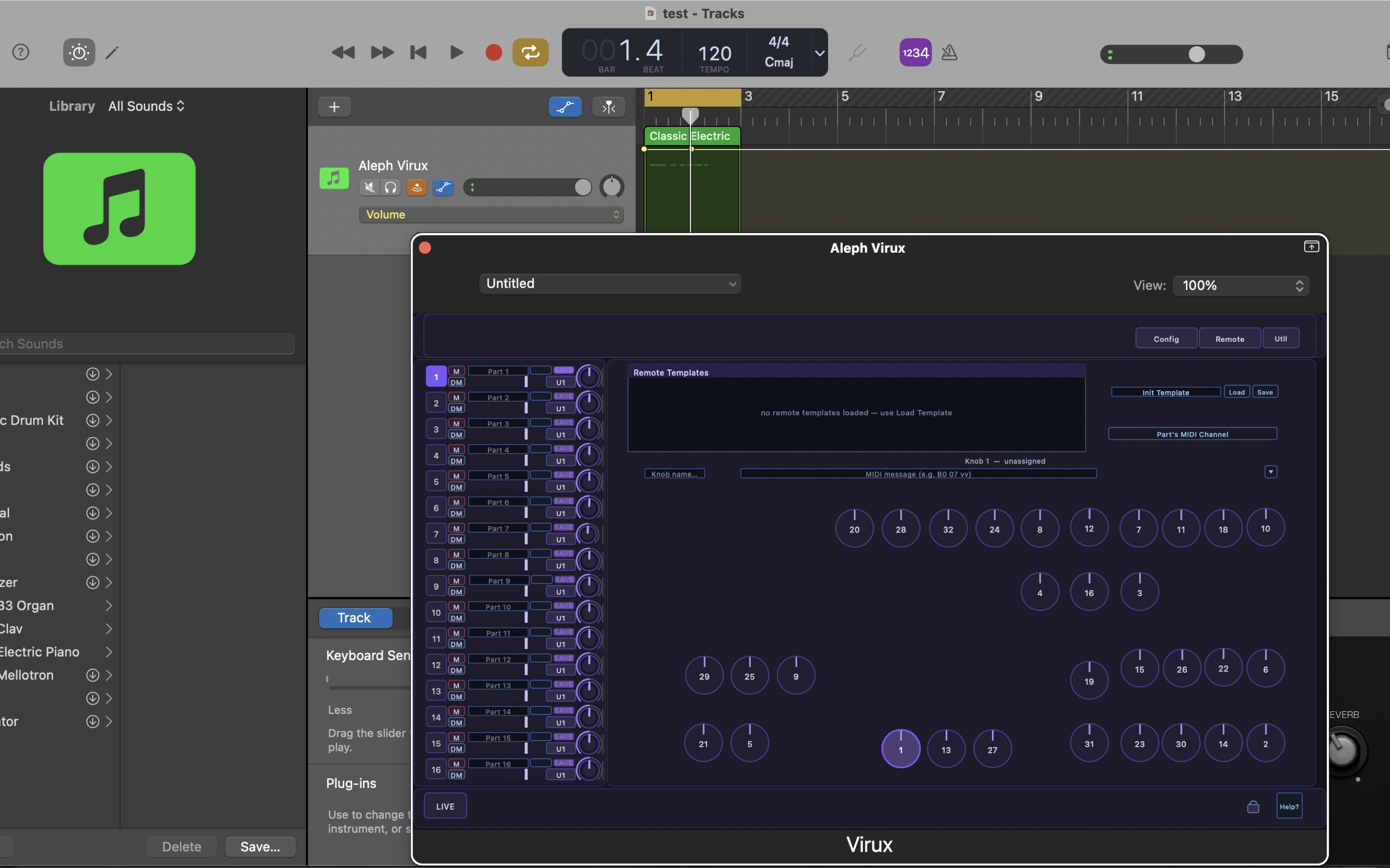 Aleph Virux remote control templates on macOS